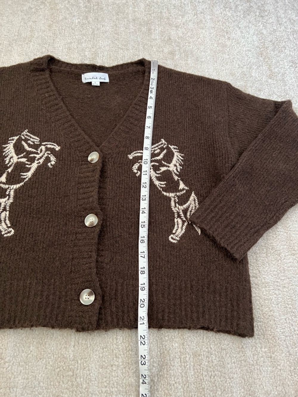 Threaded Leaf Horse Equestrian Wool Cardigan Swea… - image 5